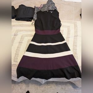 Tommy Hilfiger Black and Purple Midi Dress